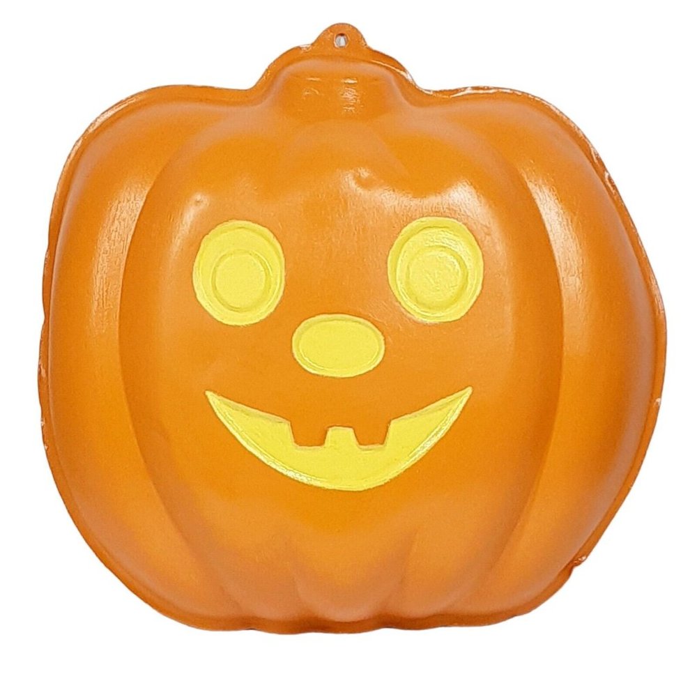 Painted Jack O' Lantern Cake Pan, Vintage Aluminum Halloween Wall Hanging Decor